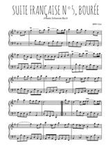 Téléchargez l'arrangement pour piano de la partition de Suite française N°5, Bourée en PDF